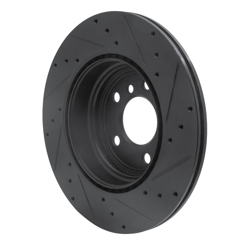 BMW 330I Brake Rotor (1) - Rear Left - R1 Concepts - Drilled & Slotted - Black - `12-`20